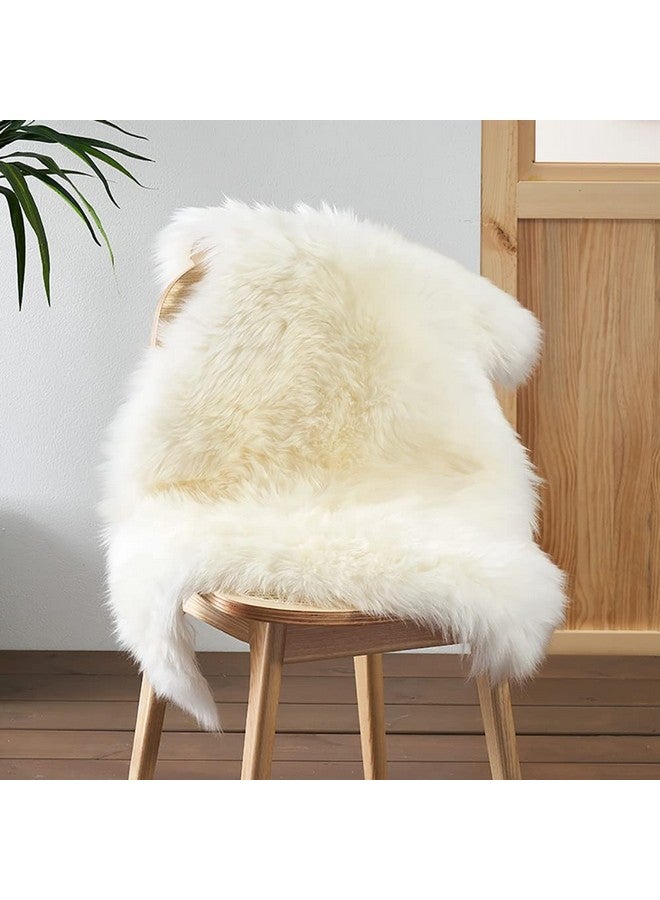 HUAHOO Premium Genuine Sheepskin Rug Real Australia Sheepskin Natural Luxury Fluffy Lambskin Fur Area Rug Seat Covers For Kids Bedroom Sofa Chair Cover Pets Dogs Mat Single Pelt 2'X 3' White Ivory - Image 5