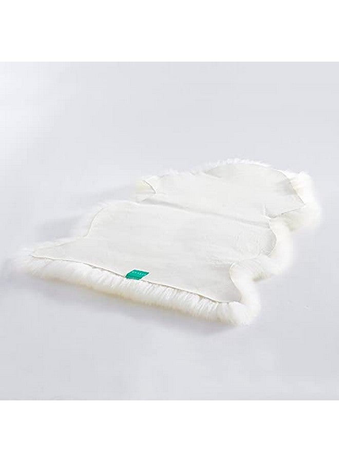 HUAHOO Premium Genuine Sheepskin Rug Real Australia Sheepskin Natural Luxury Fluffy Lambskin Fur Area Rug Seat Covers For Kids Bedroom Sofa Chair Cover Pets Dogs Mat Single Pelt 2'X 3' White Ivory - Image 2