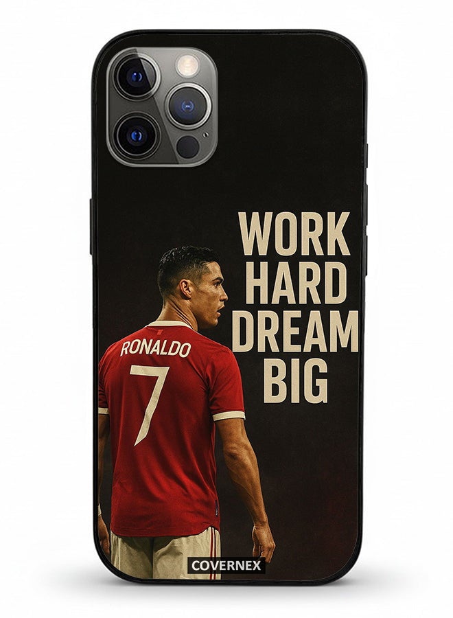 Covernex Apple iPhone 12 Pro Protective Case Cover Printed Featuring Work Hard Dream Big CR7 - Image 2