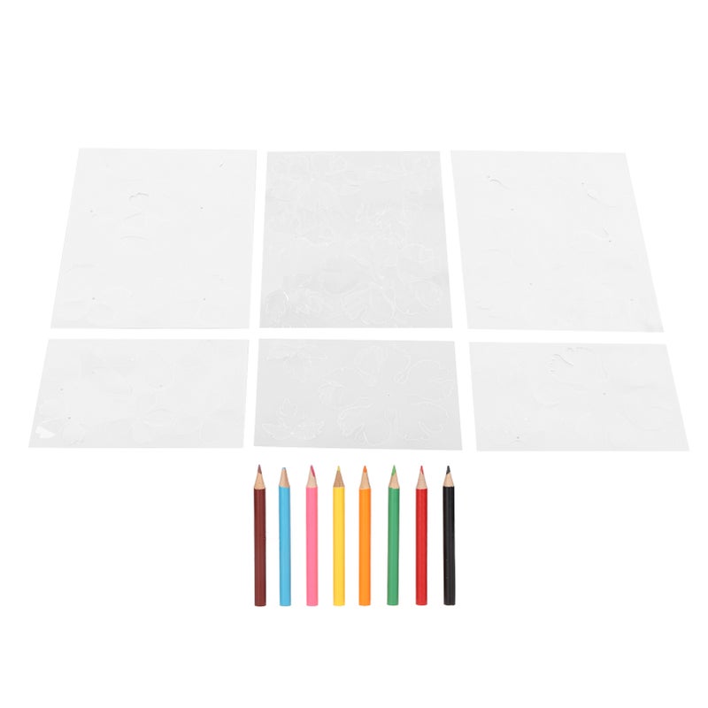 6 Sheet Flower Heat Shrink Paper with 8 Color Pencils Pre Cut Two Sides DIY BOPS Shrink Film Paper for Beginner - Image 2