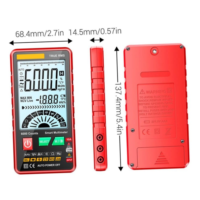 Pocket Digital Multimeter Voltage Resistance Capacitance Frequency Temperature Tester - Image 3