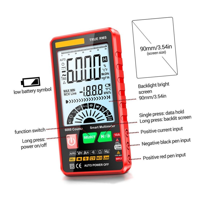 Pocket Digital Multimeter Voltage Resistance Capacitance Frequency Temperature Tester - Image 4