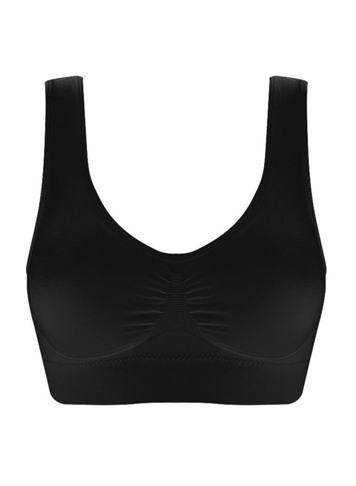 AROAQ Women Sports Bra, Fitness Sports Yoga Bra with Removable Padding,  Double-layer Seamless  Sports Bra without Rims, Comfortable Soft Bra for Workouts Running Yoga Trainings, (Size S, Black)  - Image 1