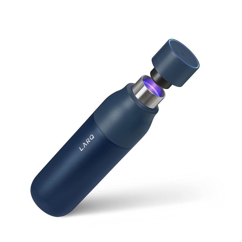 LARQ Bottle PureVis 17 oz - Self-Cleaning and Insulated Stainless Steel Water Bottle with UV Water Purifier and Award-winning Design | Reusable & Travel Friendly, Monaco Blue - Image 1