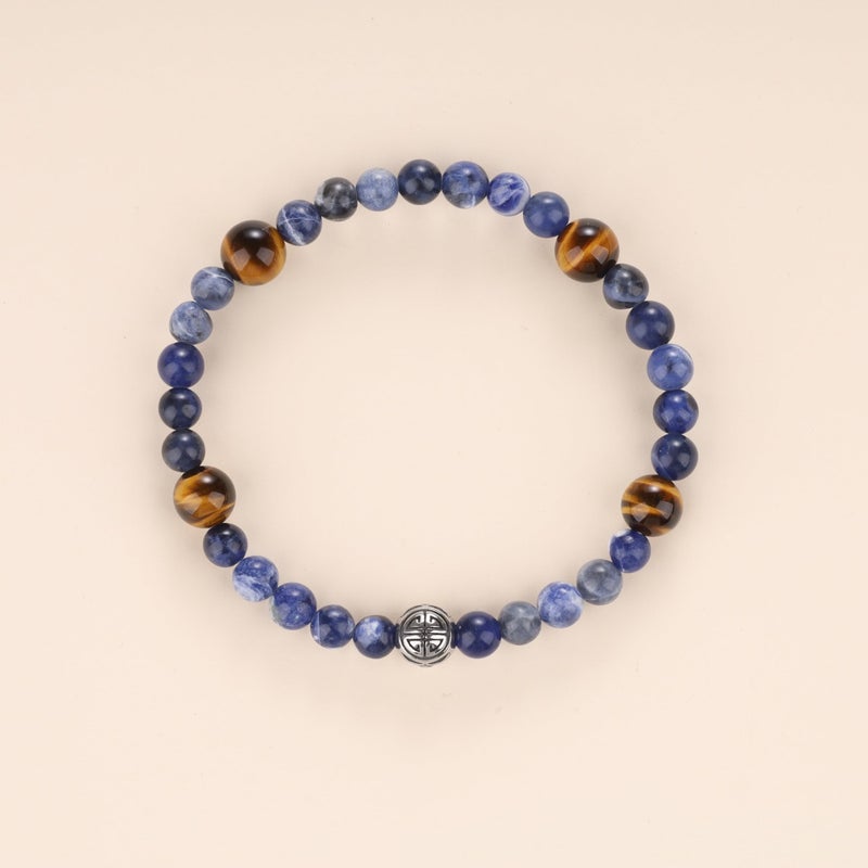 COAI Asian Blessing Stone Beaded Sodalite Tiger Eye Bracelet for Men, Men's Beaded Bracelet - Image 5