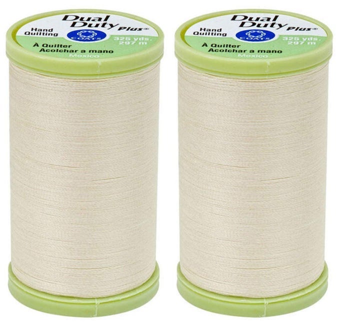 2PACK BUNDLE CLARK DUAL DUTY PLUS HAND QUILTING THREAD 325YDS CREAM S9608020