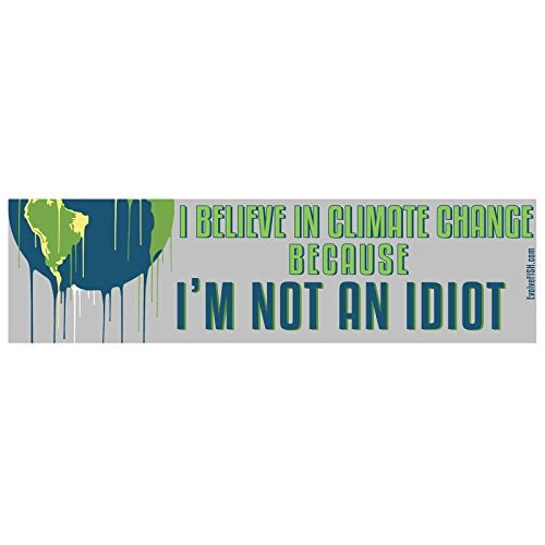 EvolveFISH I Believe in Climate Change Because I'm Not an Idiot Bumper Sticker - [11" x 3"] - Image 3