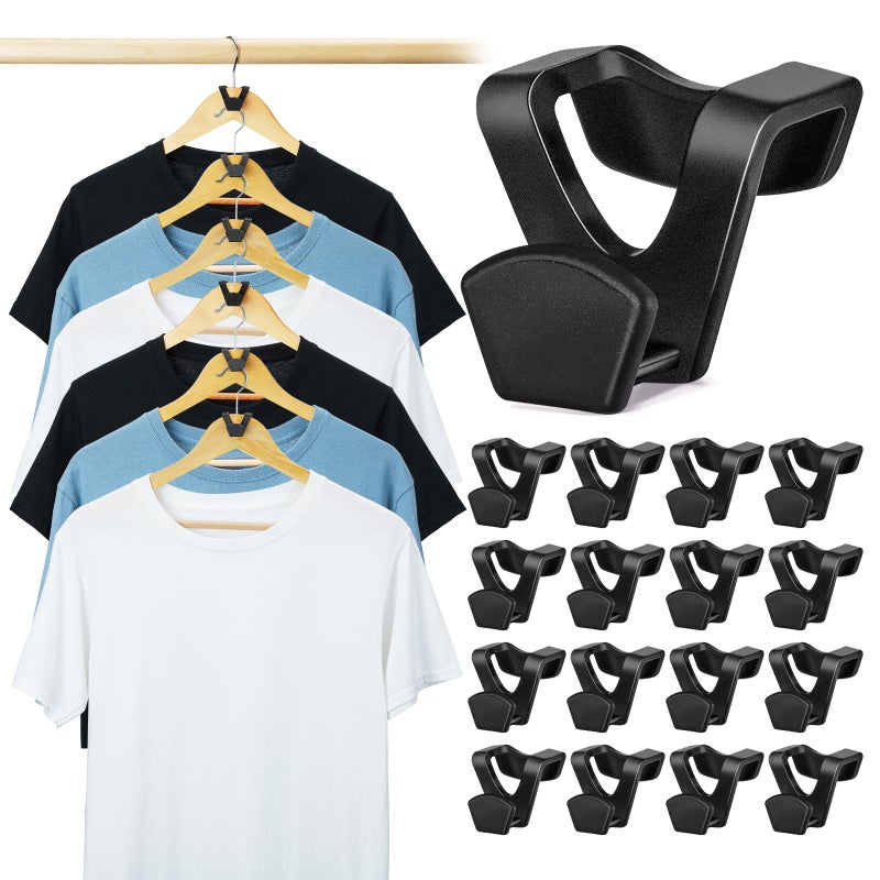 Smartor Clothes Hanger Connector Hooks 60 Pack, Closet Storage and Organization as Hangers Space Saving, Hanger Add on Hook as Closet Organizer, Stacking Hangers, Cascading Space Saver, Black - Image 1