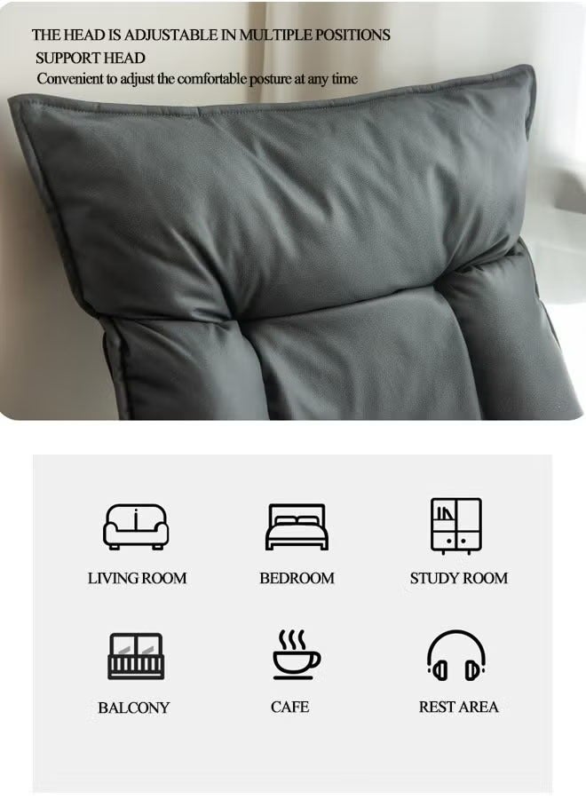 MLADEN Folding Floor Chair Lazy Couch Lounge Sofa Cushion Floor Seating Back Support Floor Seat with Adjustable Backrest Fully Assembled Grey for Meditation Reading TV Watching Gaming - Image 4