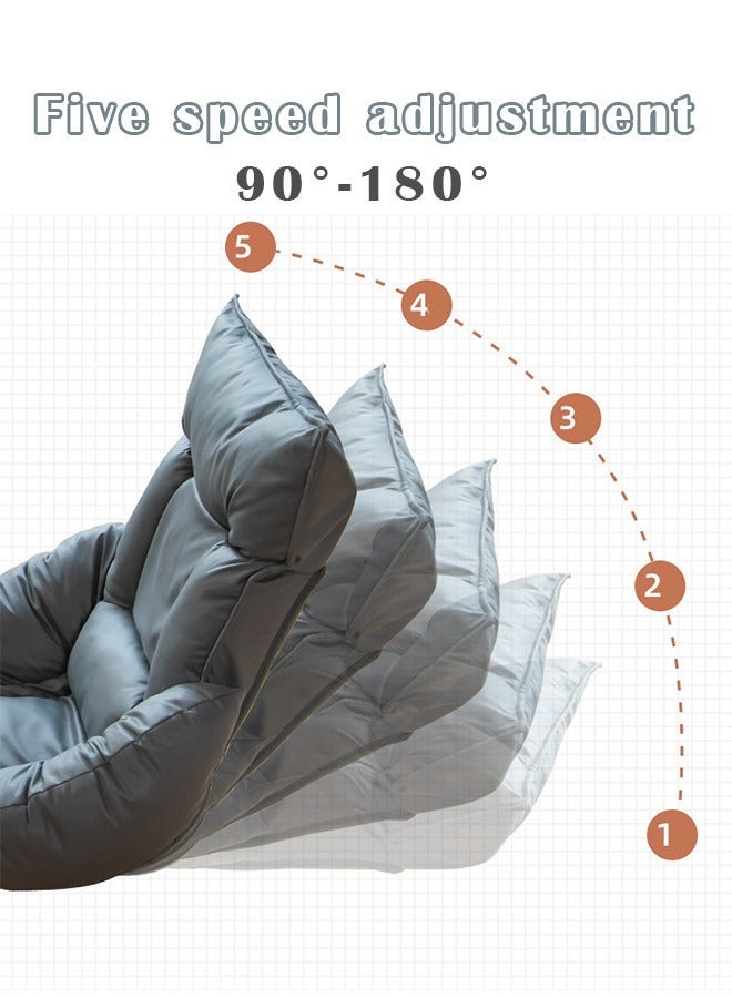 MLADEN Folding Floor Chair Lazy Couch Lounge Sofa Cushion Floor Seating Back Support Floor Seat with Adjustable Backrest Fully Assembled Grey for Meditation Reading TV Watching Gaming - Image 3