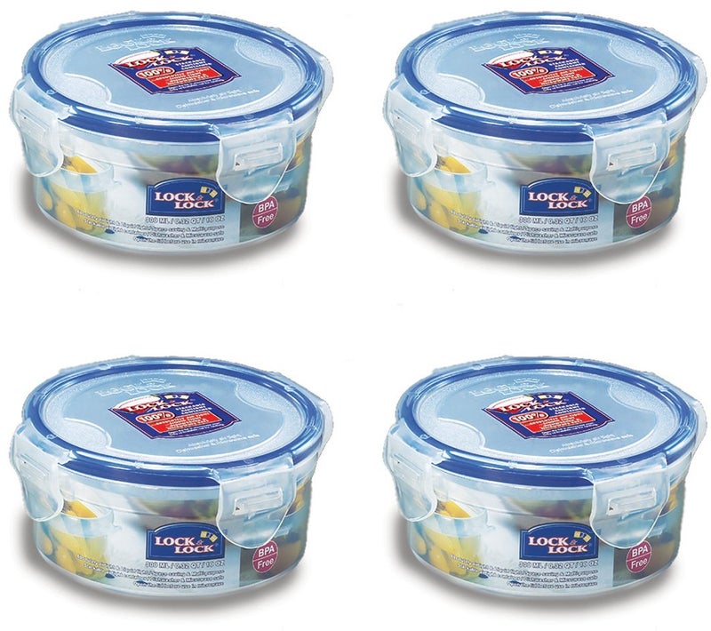 LocknLock Lock & Lock Round Water Tight Food Container Snack Box, Set of 4, Clear - Image 1