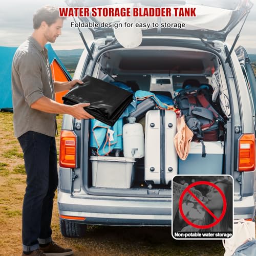 Budiwati 400 L/105.7 Gallon Water Storage Bladder, Foldable Portable Water Bladder Tank, Large Capacity Water Bag Container for Camping, Truck, RV, Emergency, Outdoor-Black - Image 3