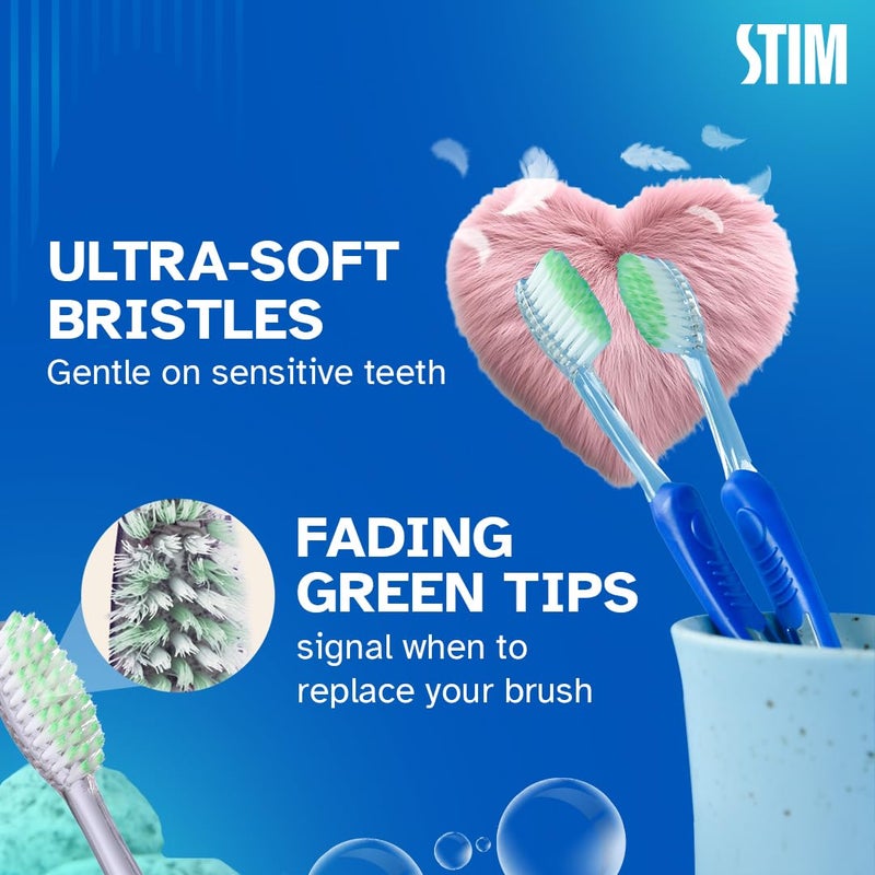 STIM Silky | Ultra soft toothbrush | Extra gentle bristles | Cleans along the gum line | Cleans till 3rd Molar - Pack of 3 - Image 4