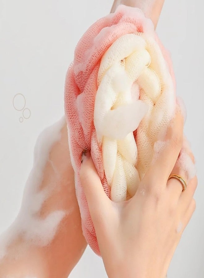 AARAINBOW 2 Packs Upgraded Long Stretch Back Sponge with Rope Handles Back Scrubber Bath Shower Mesh Sponge Exfoliating Body Scrub Stretch Braided Loofah for Men Women Braided Mesh Shower (Gray+Pink) - Image 5