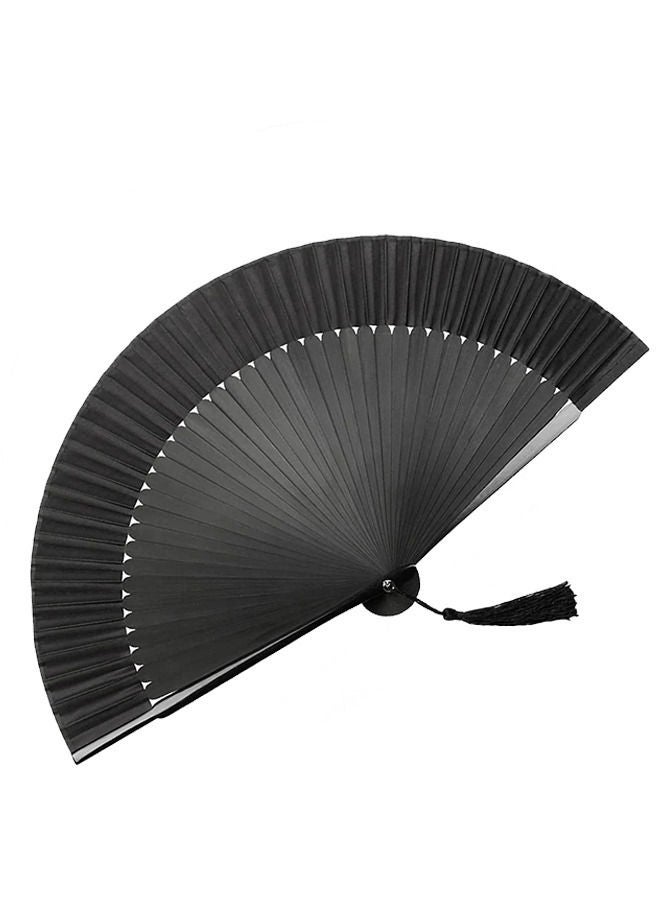 Depend Folding Hand Fan Foldable Handheld Fabric Bamboo Fan Chinese Black Vintage Style Hand Held Folding Fans for Party Wedding Dancing Decoration - Image 2