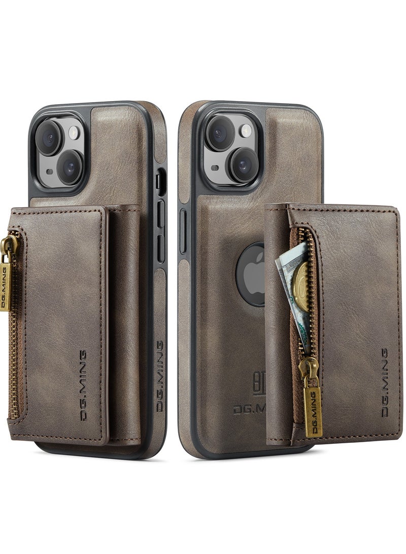 Dg Ming 2 in 1 Clutch Wallet for Iphone 13, Vintage Slim Leather Case Magnetic Detachable Tri-Fold Wallet, Leather Case with Card Holder Pocket Slim Case  - Image 1