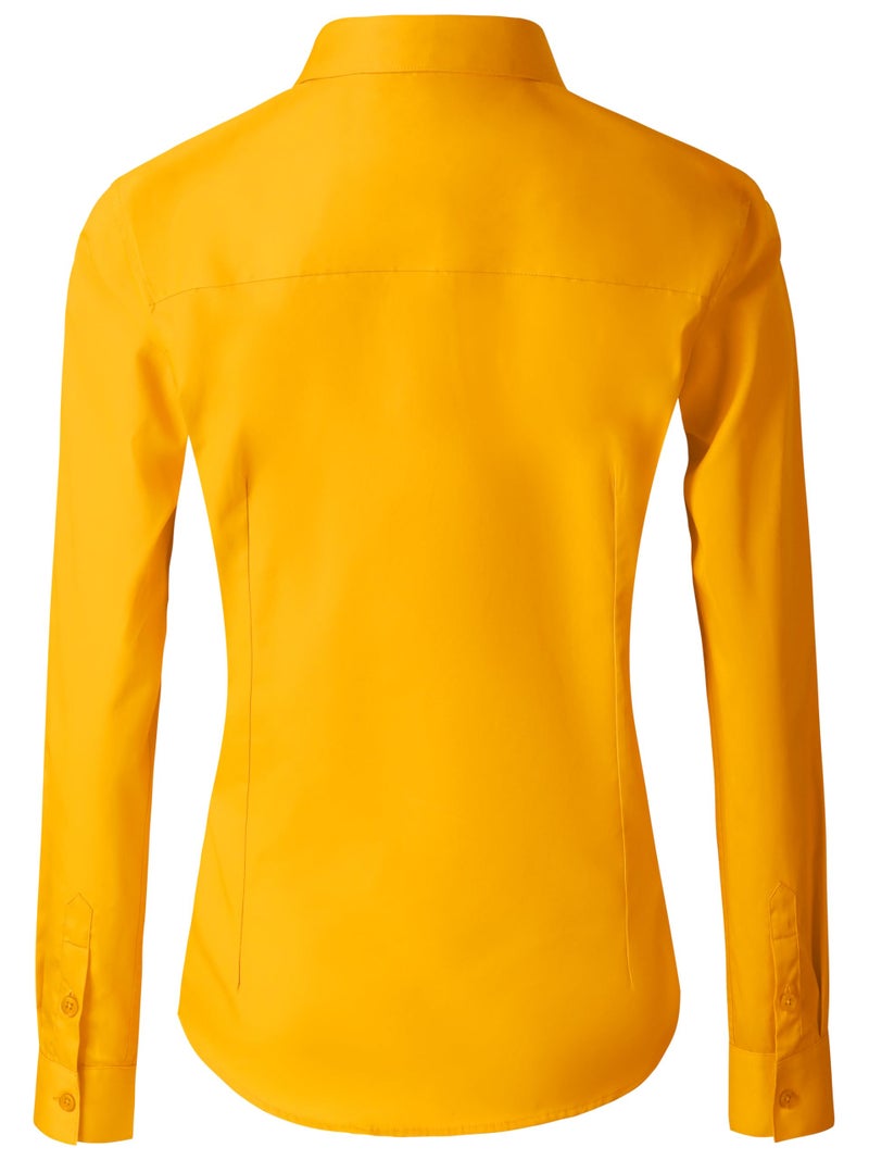 CUNLIN Light Gold Yellow Long Sleeve Shirt Women Tops for Womens Blouses Dressy Dress Shirts Work Button up Down Fitted Gold Yellow XL - Image 3