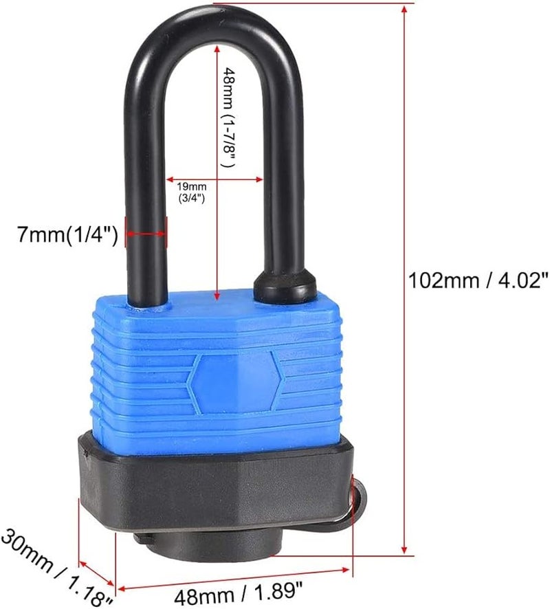 Waterproof Lockout Tagout Padlock 2Pcs Blue Rubber Shackle 1 7 8 Inch Keyed Different - Image 5