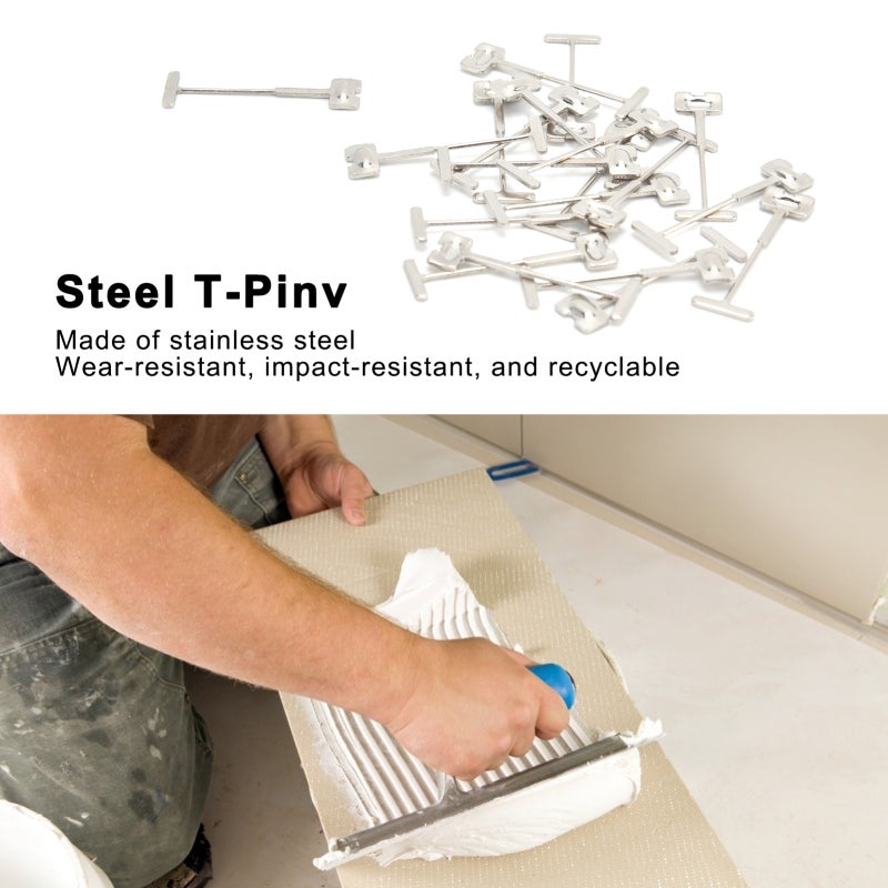Steel T-Pins: 100% Stainless Steel, Wear-Resistant, Impact-Resistant - High Strength, Smooth Surface T-Shaped Needle for Tile Leveling Systems - Image 3