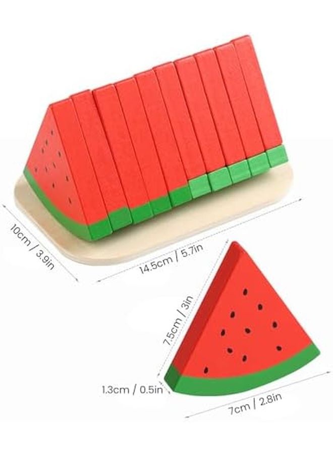 Wooden Watermelon Toy Play Food Set With Baseboard For Kids Kitchen Pretend Play - Image 3