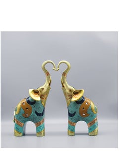Good Luck Elephant Decor for Home, Large Gold Elephant Statue for Home Decor, Small Elephant Figurines and Statues (2 Pcs)