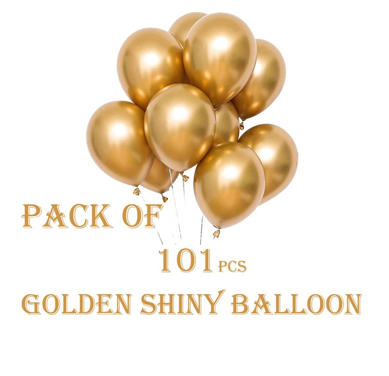 atorakushon Latex Golden Color Super Quality Rubber Balloons 10" Christmas Xmas Balloon Best For Theme Party Decoration Birthday Wedding Anniversary Office Party Purpose Opening Ceremony Pack of 101 - Image 2