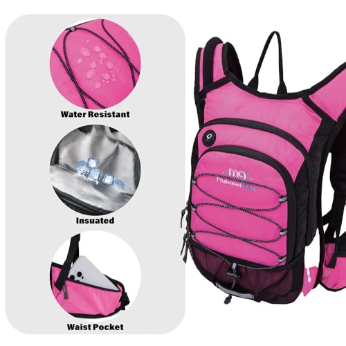 Mubasel Gear 15L Insulated Hydration Backpack Pack with 2L Water Bladder Lightweight Hiking Backpack Bag for Women Men Daypack for Hiking Running Festival Camping Biking (Fushia) - Image 3