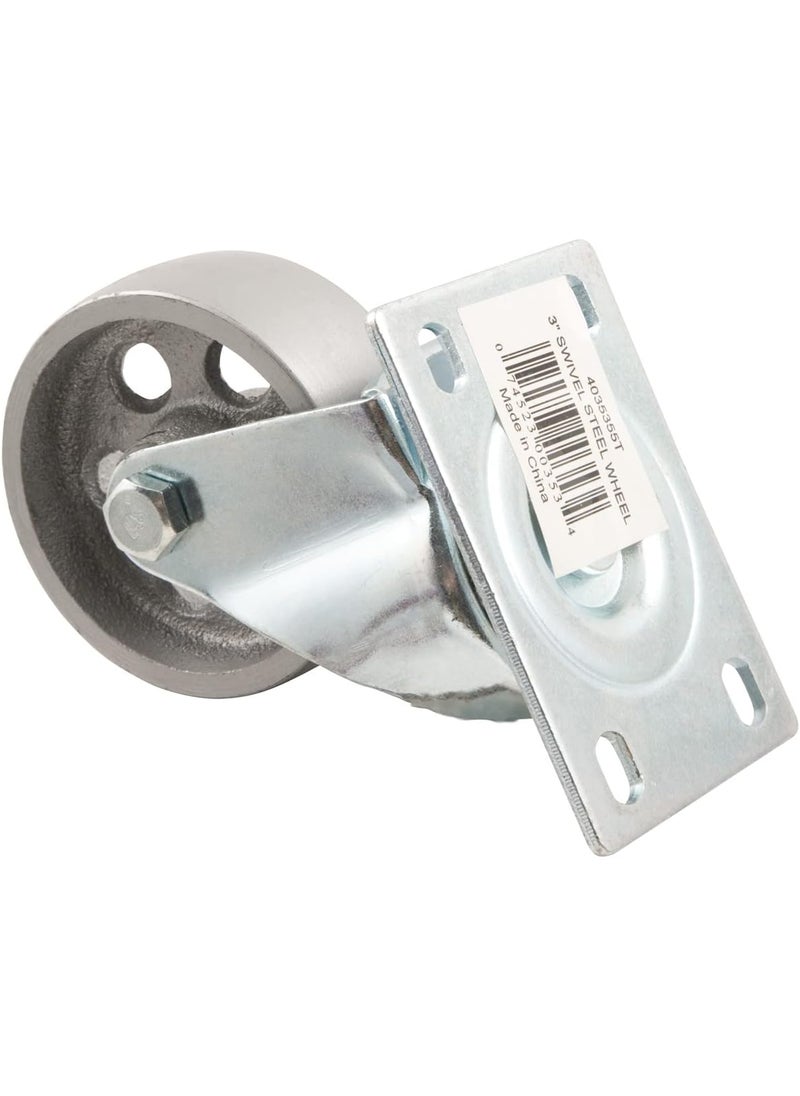 SoftTouch Titan 3 Steel Swivel Plate Caster Wheel 300lb Capacity Chrome  - Image 2