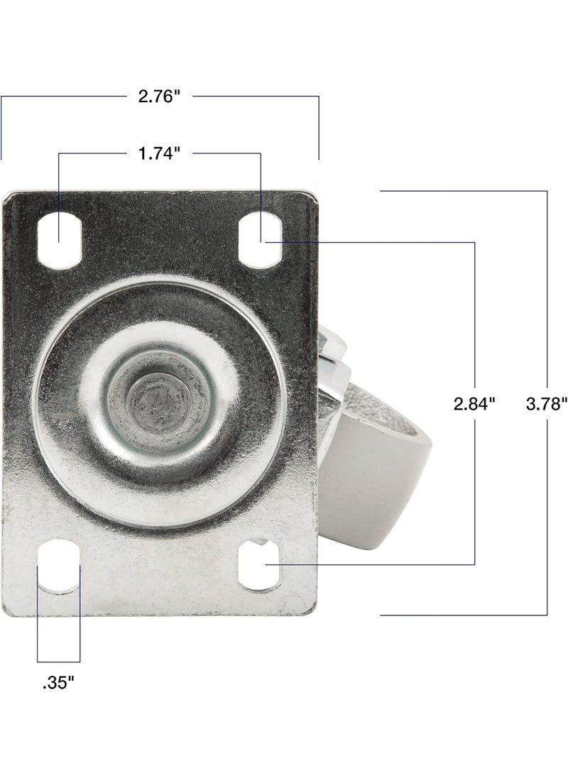 SoftTouch Titan 3 Steel Swivel Plate Caster Wheel 300lb Capacity Chrome  - Image 4