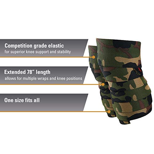 Harbinger Red Line 78Inch Knee Wraps for Weightlifting Pair Camo - Image 5