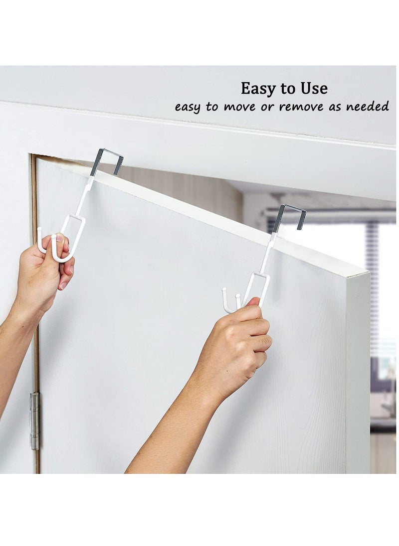 Y&D Over The Door Hooks - 4 Packs Heavy-Duty Hangers, Soft Rubber Surface Prevent Scratches, for Hanging Clothes, Coats, Robes, Hats, Towels (White)  - Image 4