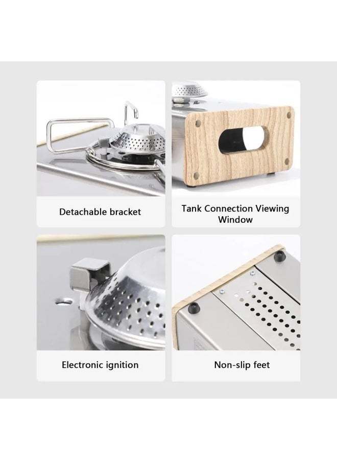 الغافة موقد محمول، موقد تخييم محمول مع حقيبة حمل وزر تشغيل، موقد تخييم كاسيت مع قوة حرارة متعددة المستويات للتخييم والمشي لمسافات طويلة وصيد الأسماك والنزهات - Image 4