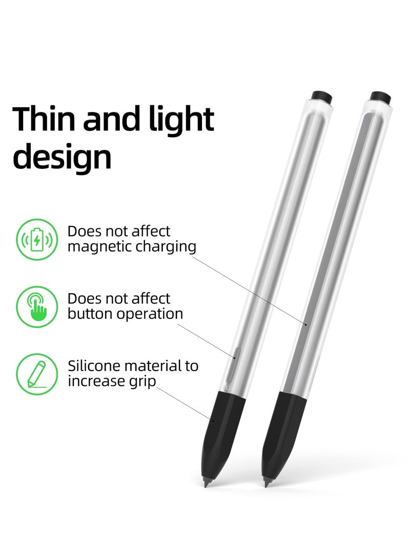 SOLARAE Compatible with Samsung Galaxy Tab S7/S7+/S7 FE/S8/S8+/S8 Ultra/S9/S9+/S9 Ultra Pencil Case S Pen Case, Classic Design, Silicone Translucent Non-Slip Cover. (Black) - Image 2