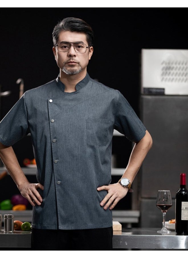 NIBEMINENT Chef overalls Bakery Cook Jacket Men Cafe costume Hotel Clothe Professional Double Breasted Kitchen Uniform  - Image 1