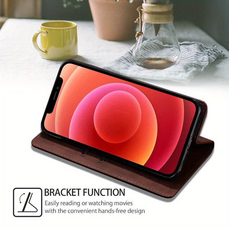 Light Brown PU Leather Flip Cover Case For Samsung M11 - Image 4