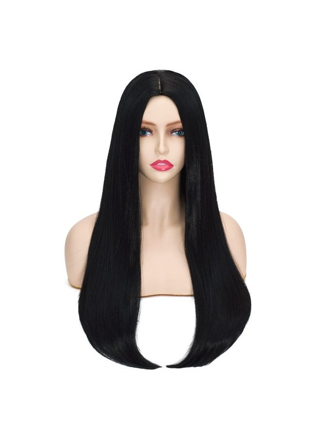 Coraline Long Black Wig Long Straight Middle Part Black Parting Halloween Costume Cosplay And Daily Wig (Black)  - Image 2
