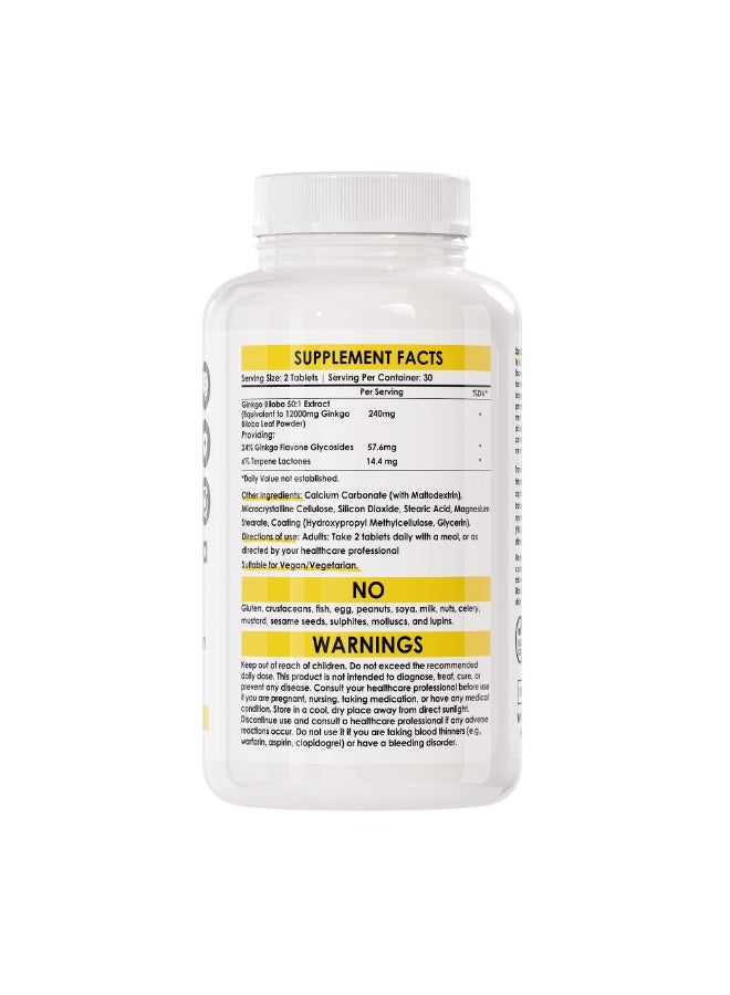 SPORTER 🧠 Sporter Ginkgo Biloba 12000mg – 60 Tablets | Supports Brain Function & Mental Clarity | Herbal Supplement | Vegan, Non-GMO - Image 3