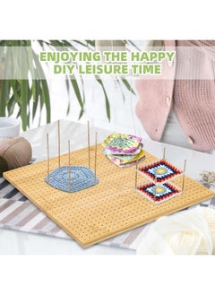 CESUSME 15.4" Foldable Crochet Blocking Board, Upgrade Large Blocking Board Crocheting with 30 Pcs Pins, Granny Square Blocking Boards Crochet Projects, Wooden Knitting Blocking Board for Blocking Crochet  - Image 4