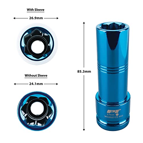 Performance Tool W32927 Non-Marring Socket Set for Safe Removal of Mercedes Convex Lug Bolts with Protective Sleeves and Color-Coded Design - Image 5
