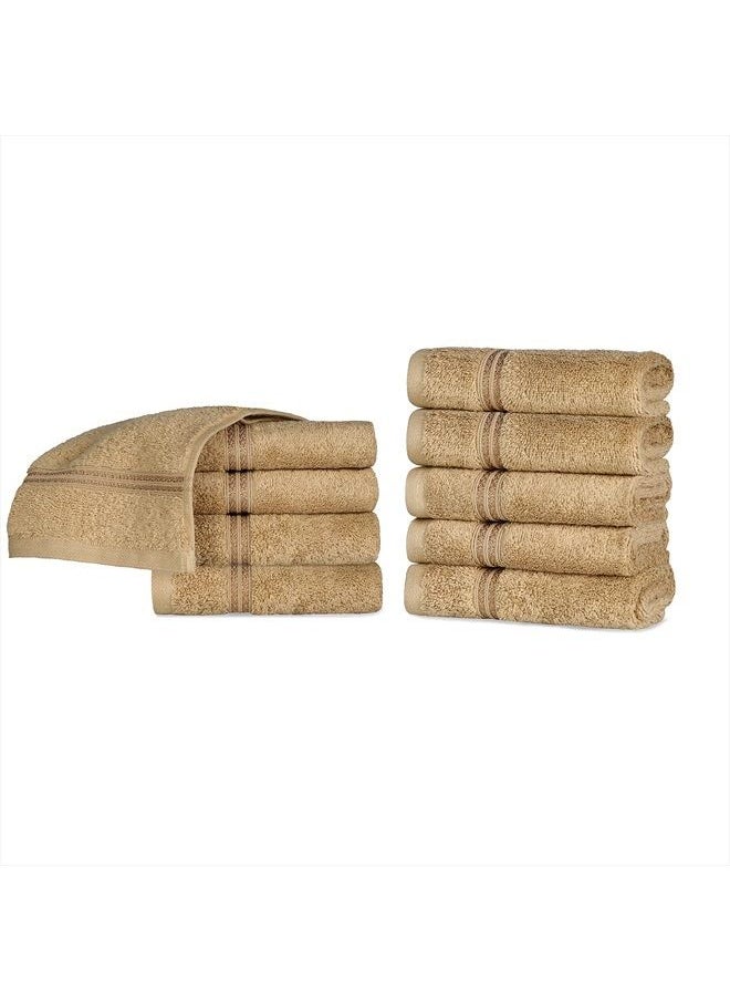 Superior Egyptian Cotton 10-Piece Face Towel Set, Small Towels for Facial, Spa, Quick Dry, Absorbent Towels, Bathroom Accessories, Guest Bath, Home Essentials, Washcloth, Airbnb, Toast  - Image 1
