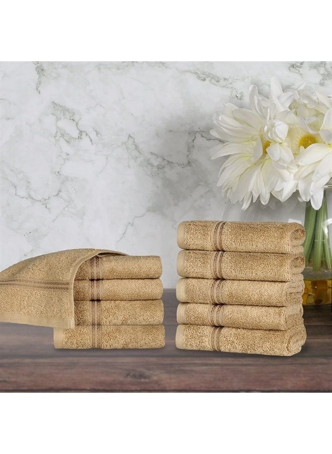 Superior Egyptian Cotton 10-Piece Face Towel Set, Small Towels for Facial, Spa, Quick Dry, Absorbent Towels, Bathroom Accessories, Guest Bath, Home Essentials, Washcloth, Airbnb, Toast  - Image 2