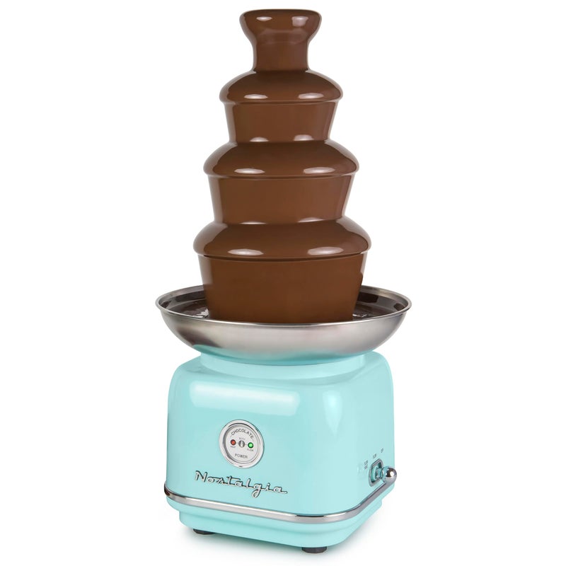 Nostalgia Nostalgia 4 Tier Electric Chocolate Fondue Fountain Machine for Parties  Melts Cheese Queso Candy and Liqueur  Dip Strawberries Apple Wedges Vegetables and More  32Ounce  Aqua