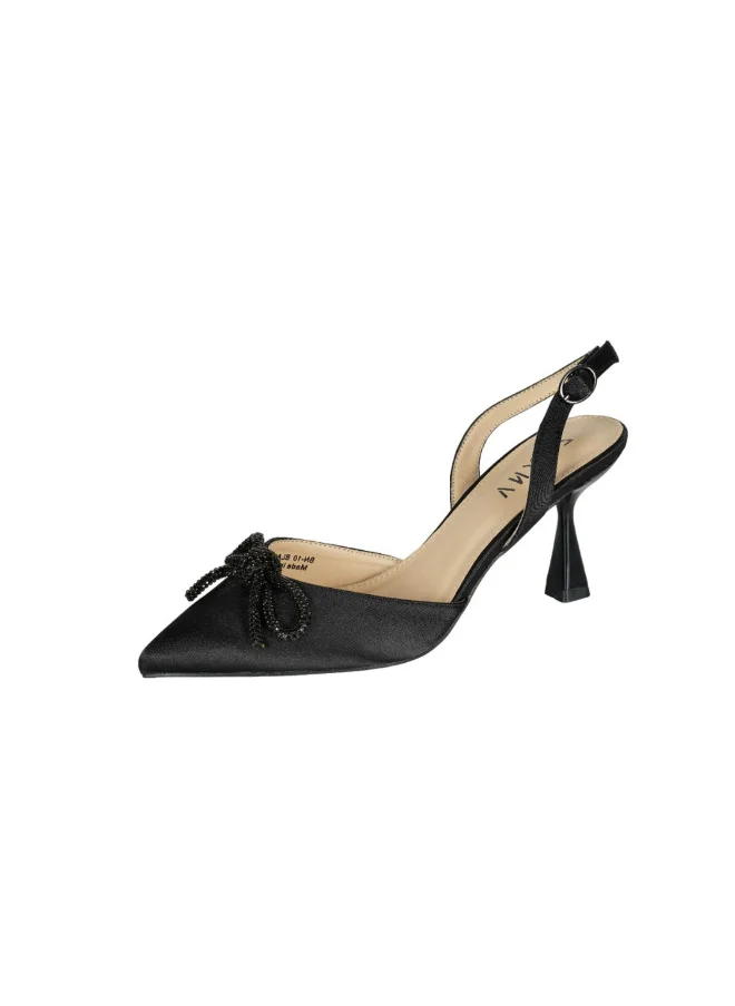 ZAYNA 221-16 Zayna Ladies  Fashion Mid Heel  Backstrap  Sandals BN-10 Black
