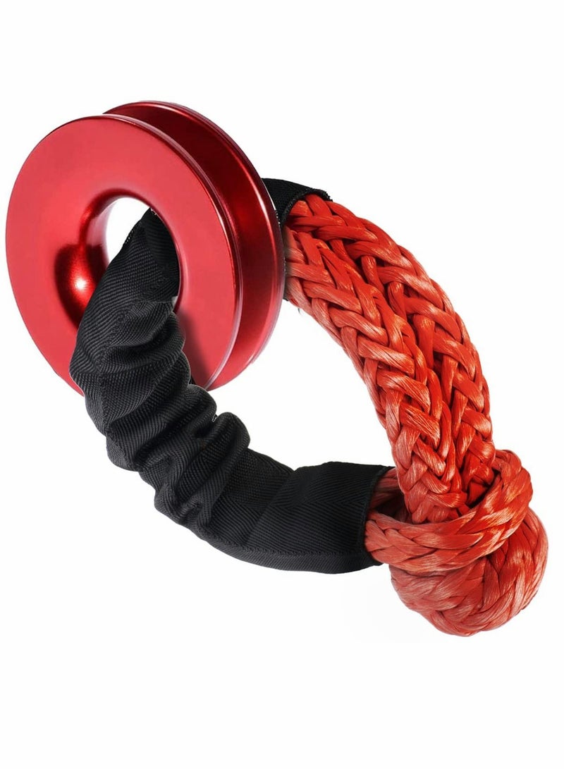 Y&D Shackles, Towing Winch Snatch Recovery Ring, with Soft Shackle 1/2"" X 22 Inch, Block, for ATV UTV SUV Truck (Red Shackle) - Image 1