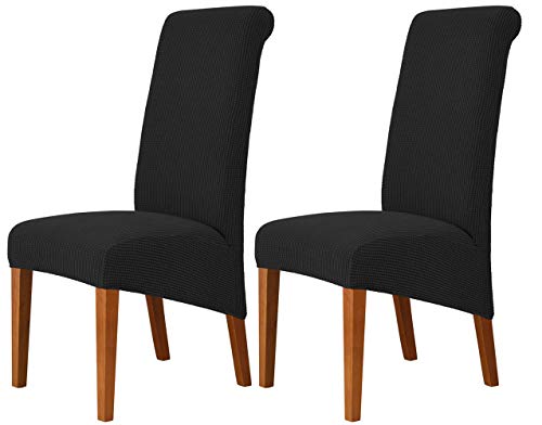 Deisy Dee Stretch XLOversized Soft Spandex Extra Large Dining Room Chair Covers for Kitchen DiningRemovable Washable Chair Protectors Slipcovers Black 2