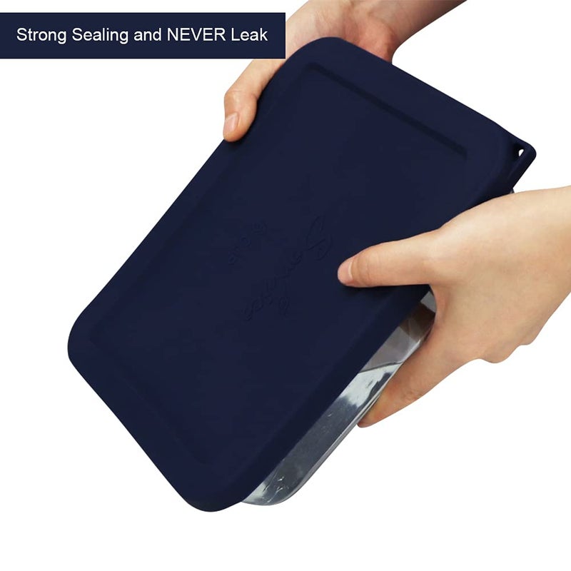SOPHICO غطاء سيليكون مستطيل 6 أكواب من سوفيكو بديل لأغطية أوعية زجاجية بايركس 7211-PC، الحاوية غير مشمولة (أزرق داكن) - Image 4