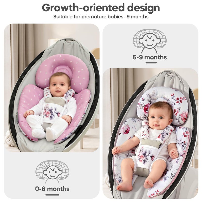 mamatepe Infant Insert Compatible with 4moms Mamaroo & Graco Swing and Infant Car Seat, Stroller, Other Baby Swing, Rocker, Bouncer, Bassinet Newborn Insert Head & Body Support Cushion, Reversible Design - Image 2