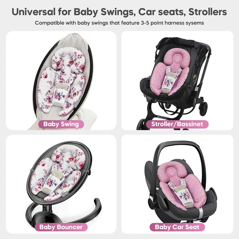 mamatepe Infant Insert Compatible with 4moms Mamaroo & Graco Swing and Infant Car Seat, Stroller, Other Baby Swing, Rocker, Bouncer, Bassinet Newborn Insert Head & Body Support Cushion, Reversible Design - Image 3