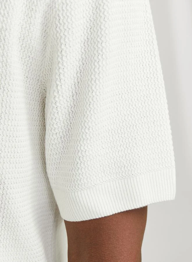 JACK & JONES Textured Knit Short Sleeves Polo Shirt