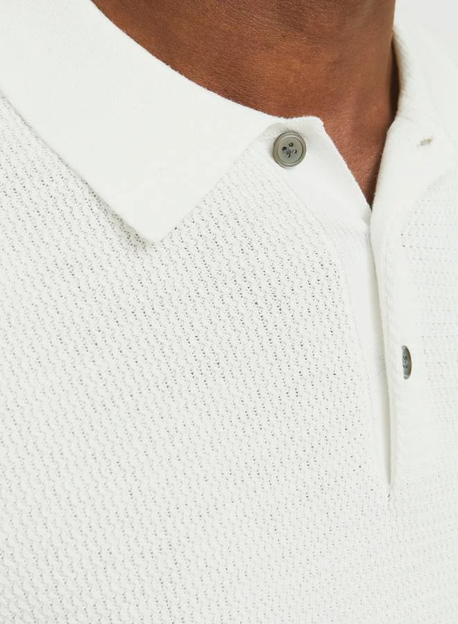 JACK & JONES Textured Knit Short Sleeves Polo Shirt